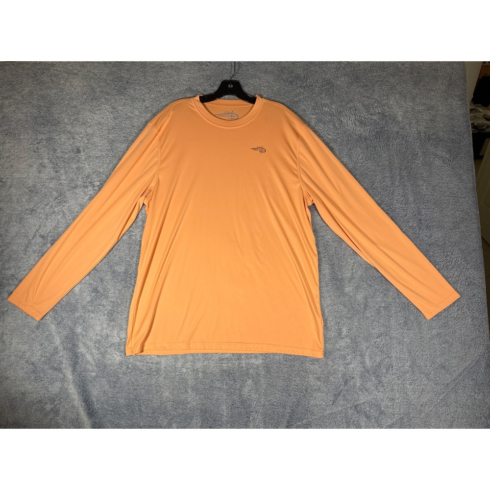 Reel‎ Life Mens XXL Long Sleeve Performance Fishing Shirt Orange Polyester Tee